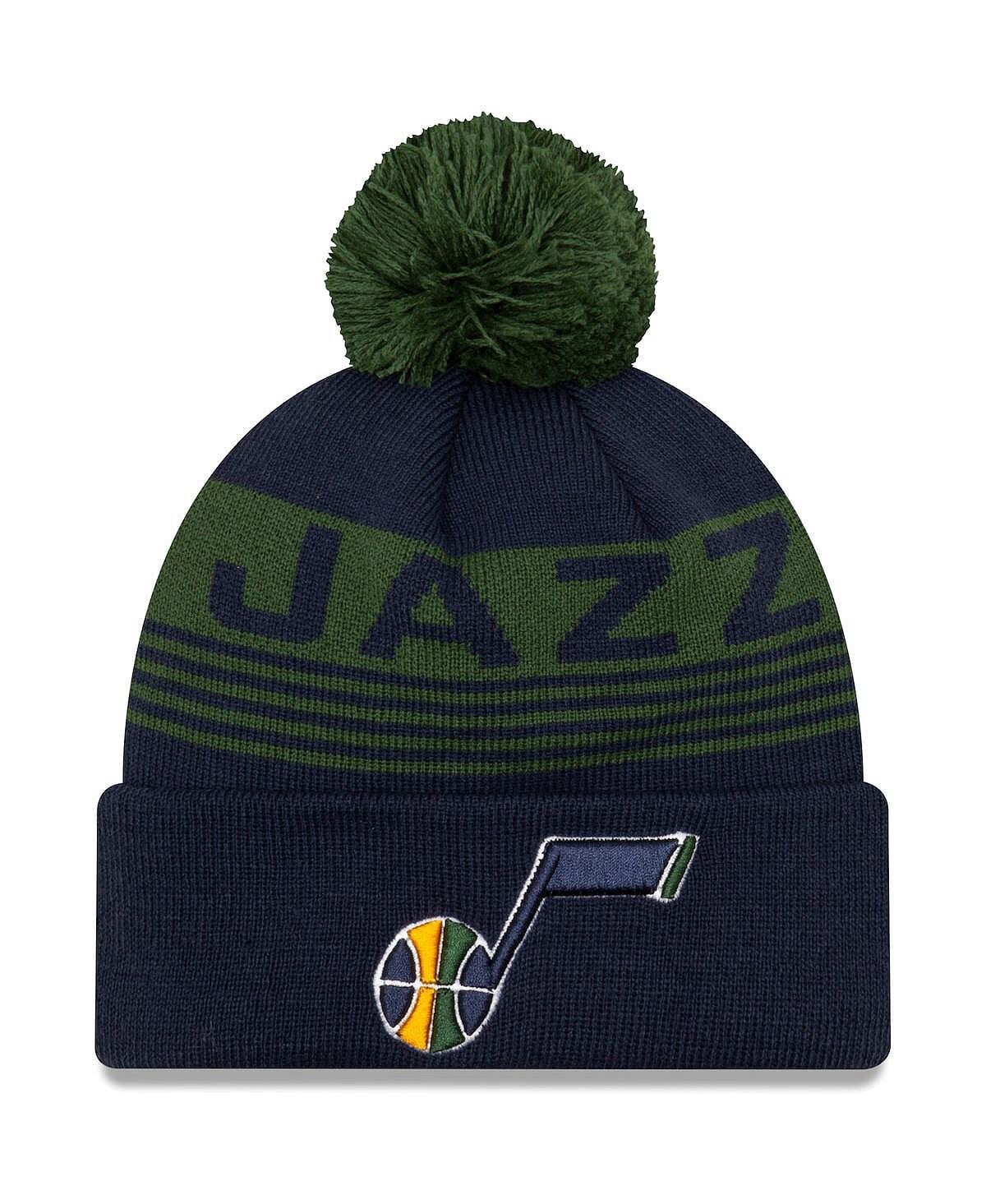 

Мужская темно-синяя вязаная шапка с манжетами и помпоном Utah Jazz Proof New Era