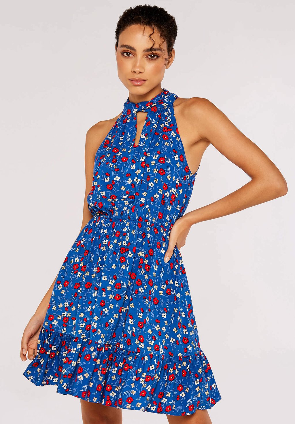 Платье из джерси DITSY HALTER MINI Apricot, цвет blue