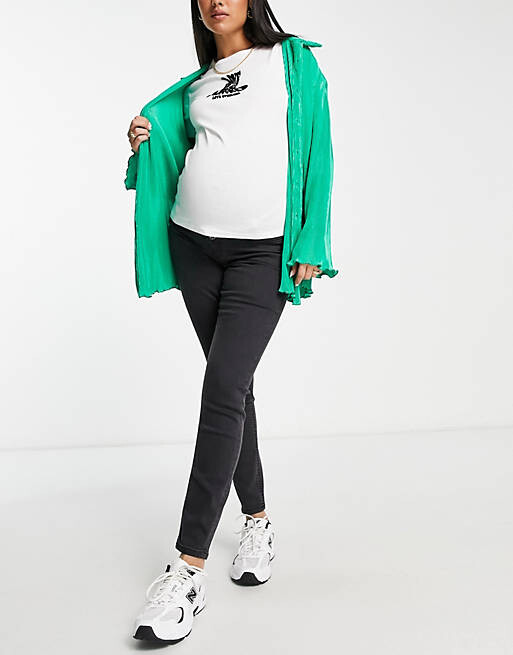 

Черные джинсы скинни ASOS DESIGN Maternity с выпуклым поясом
