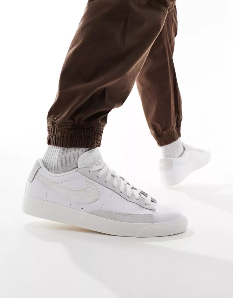 Бело-белые кроссовки Nike Blazer Low