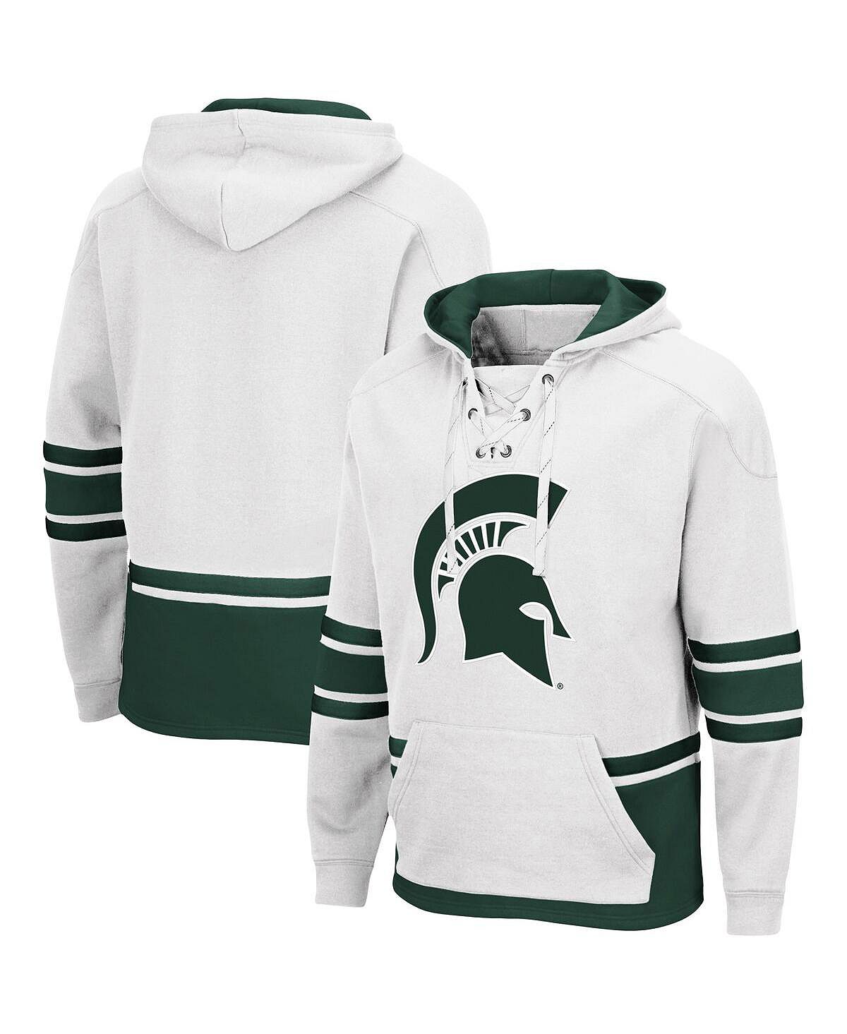 Мужской белый пуловер с капюшоном Michigan State Spartans на шнуровке 3.0 Colosseum
