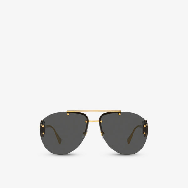 Солнцезащитные очки в металлической оправе ve2250 в пилотной оправе с медальонами Versace, желтый