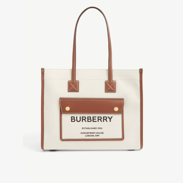 

Сумка-тоут из хлопковой парусины с логотипом Burberry, цвет natural tan