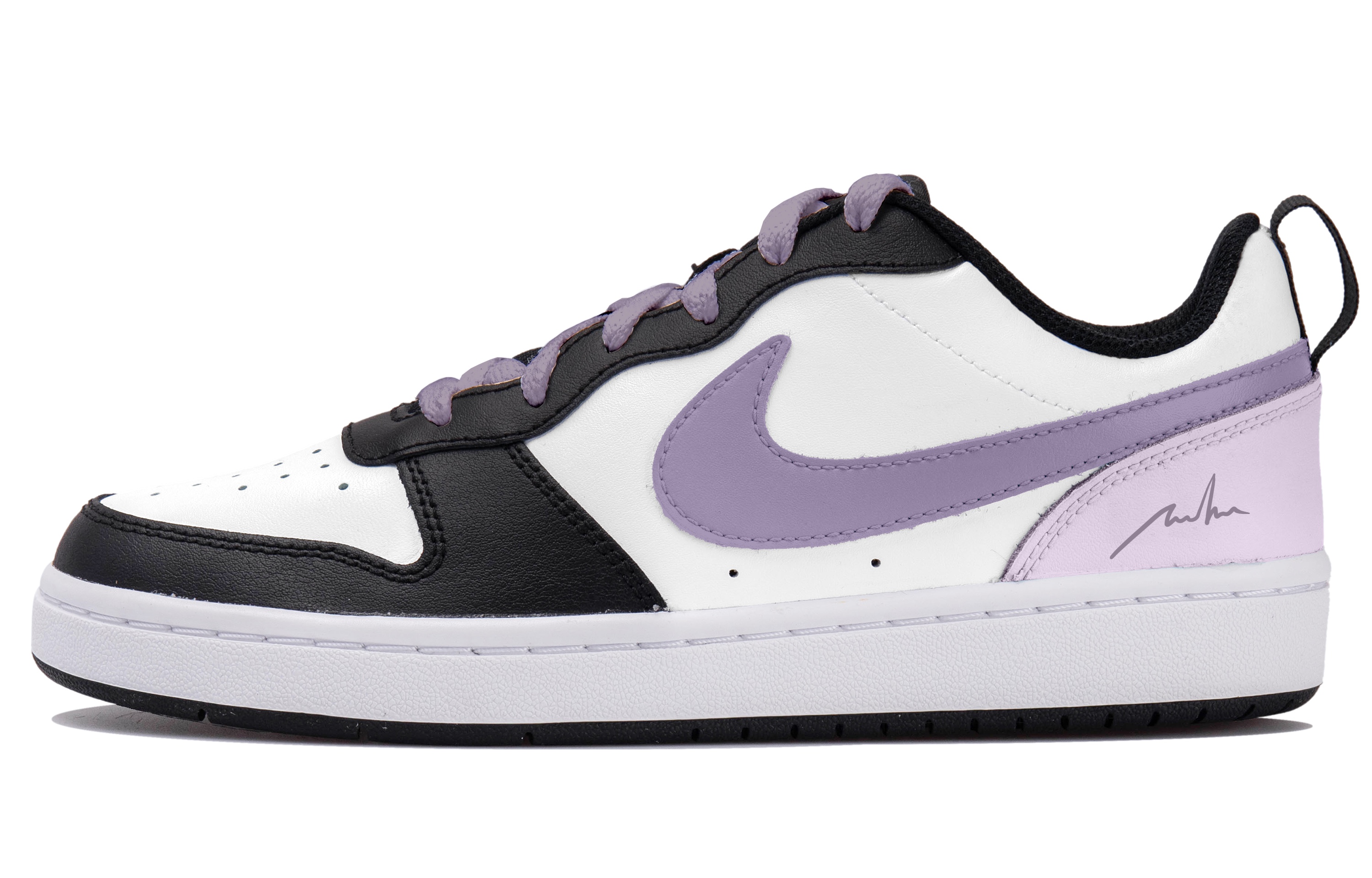 

Кроссовки Nike Court Borough Skateboarding Shoes Women's Low-top Black/white/purple, белый/черный