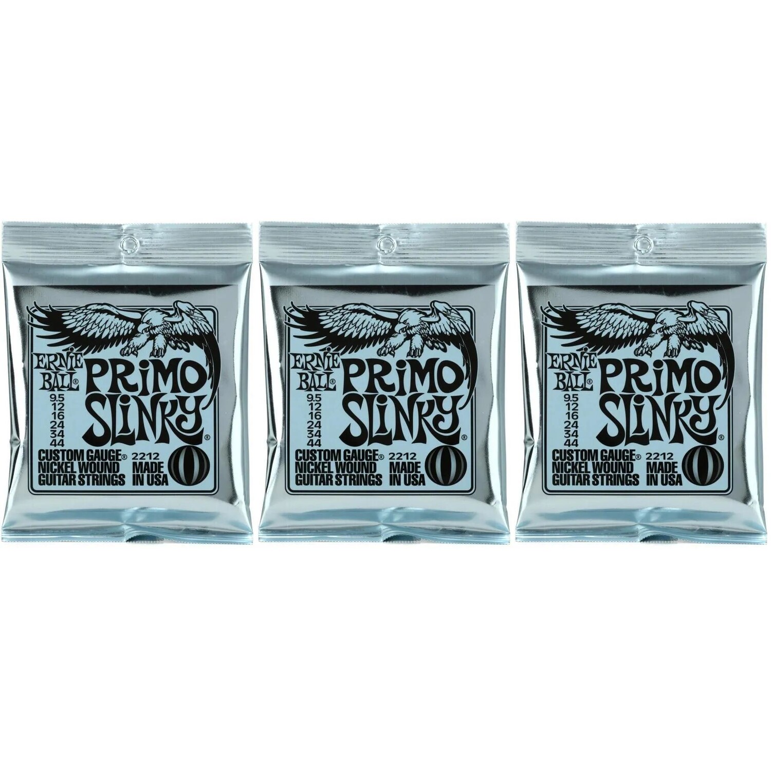 

Струны для электрогитары Ernie Ball 2212 Primo Slinky с никелевой обмоткой — .0095-.044 (3 шт.)