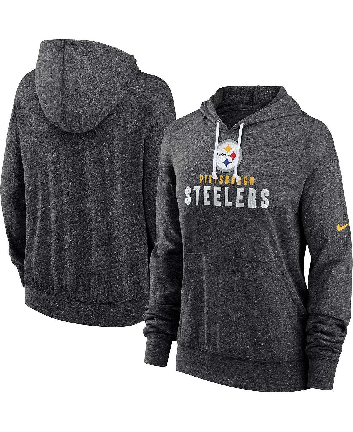 

Женская черная легкая футболка с капюшоном Pittsburgh Steelers Gym в винтажном стиле Nike, черный