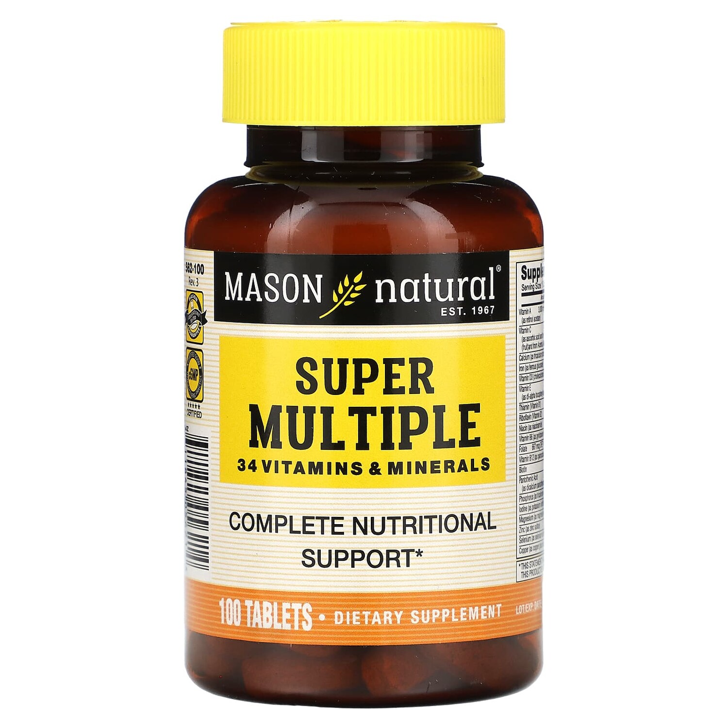 

Super Multiple 34 витаминов и минералов, 100 таблеток, Mason Natural