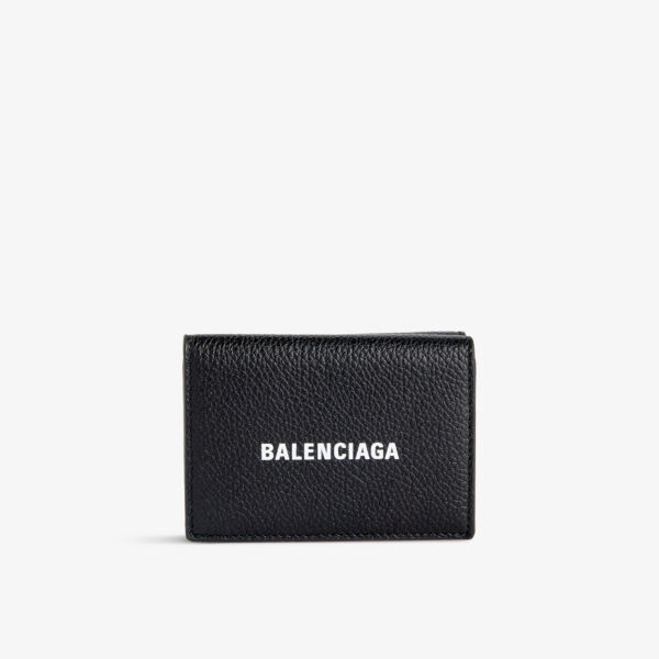 

Мини-кожаный кошелек с логотипом Balenciaga, черный