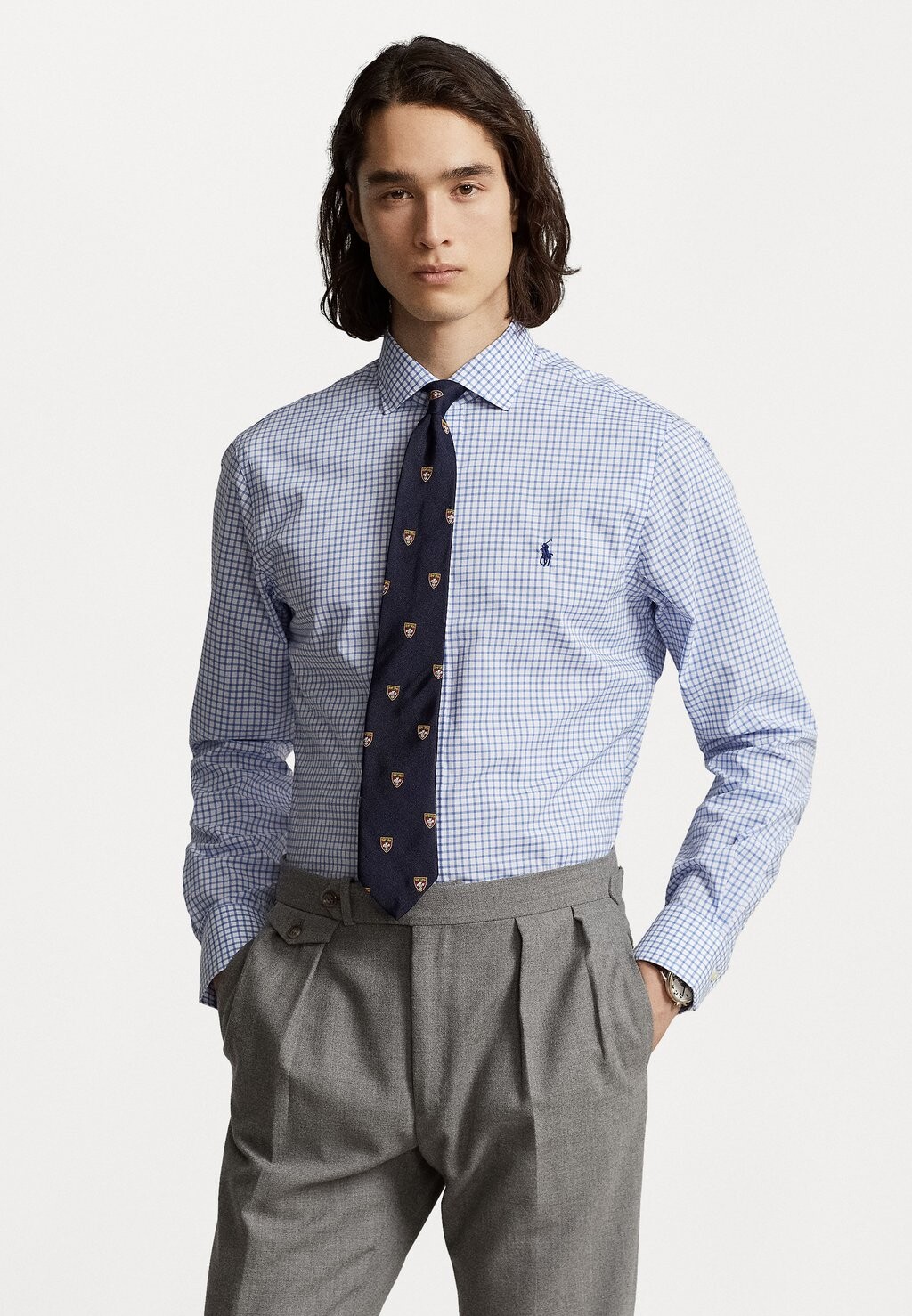 

Элегантная рубашка SLIM FIT CHECKED SHIRT Polo Ralph Lauren, синий/белый