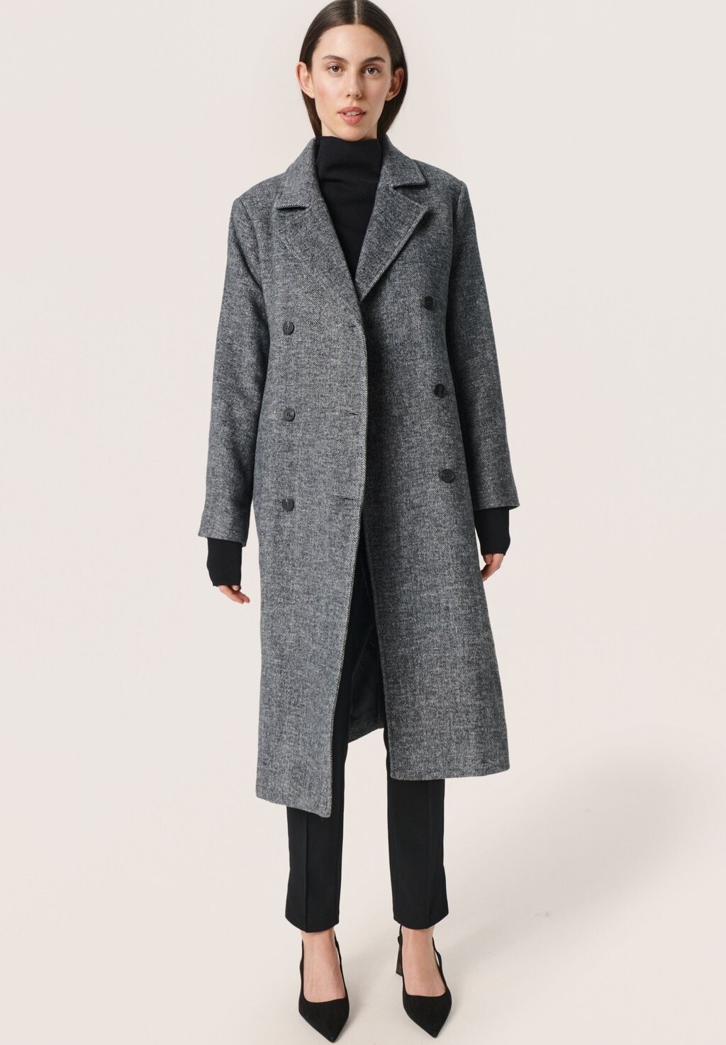 

Пальто Soaked in Luxury SLTENERIFE DOUBLE BRESTED, цвет black and white twill