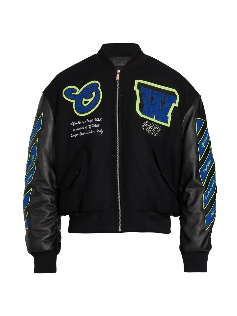

Кожаный бомбер Varsity Hammer Off-White, черный
