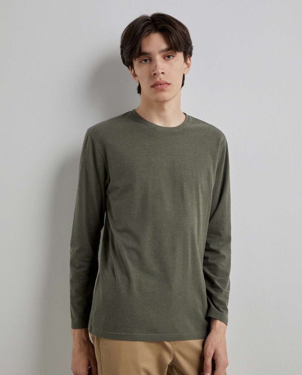 

Мужская однотонная футболка с длинными рукавами Easy Wear, каки
