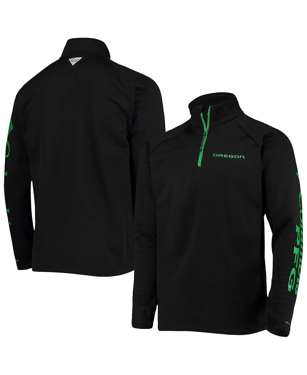 

Мужская черная флисовая куртка Oregon Ducks Terminal Tackle Raglan Omni-Shade с молнией на четверть Columbia, Черный
