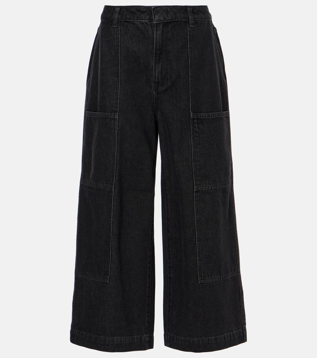 

Укороченные джинсы широкого кроя Vince, цвет washed black