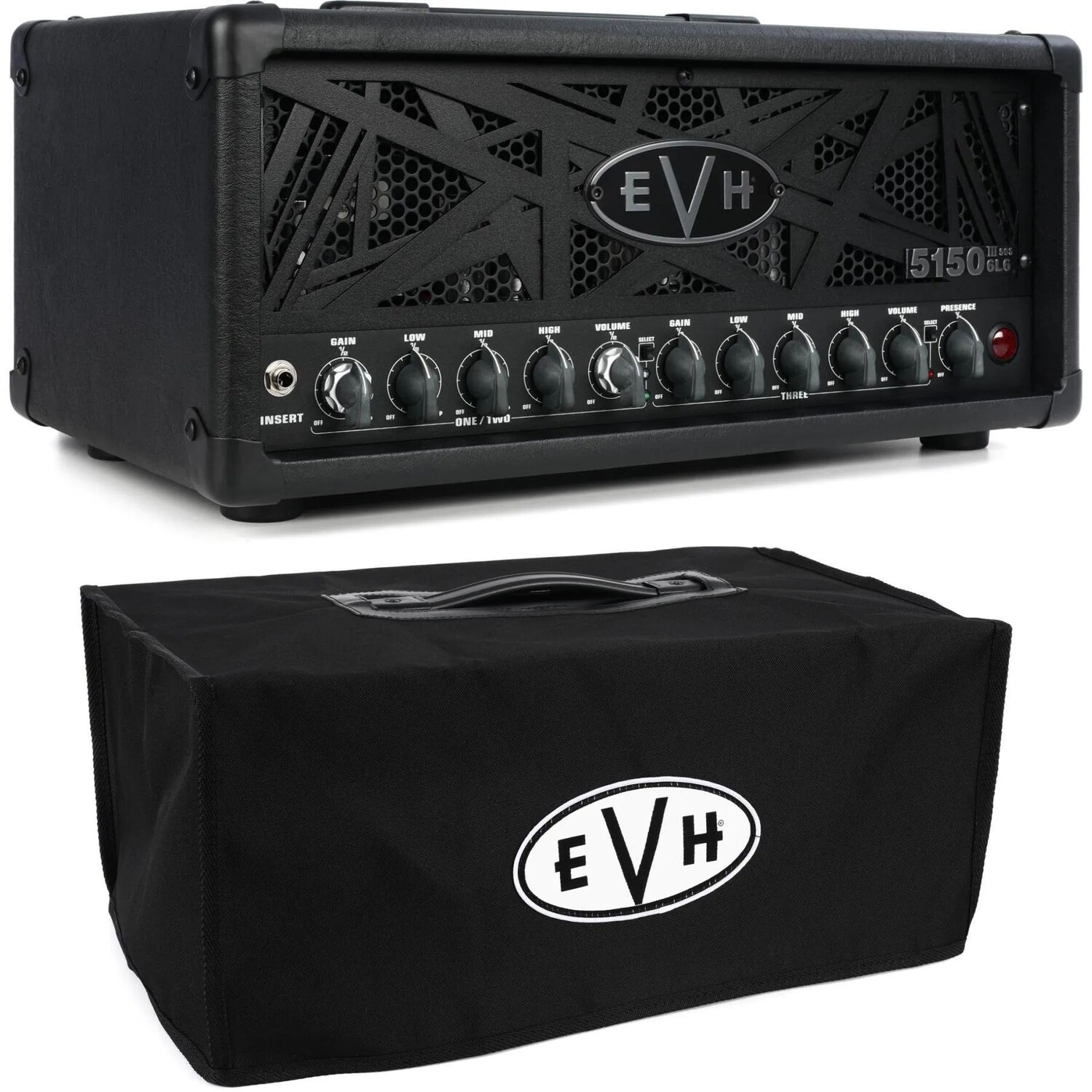 

Новая ламповая головка EVH 5150III 50S 6L6 50 Вт с крышкой — черный стелс