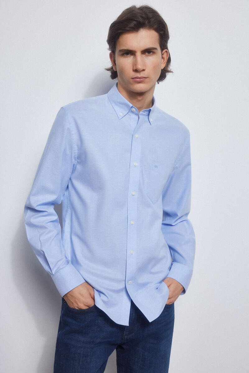 

Простая оксфордская рубашка без железа Pedro del Hierro, синий