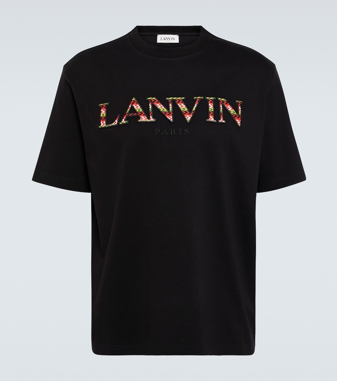 

Хлопковая футболка с вышитым логотипом Lanvin, черный