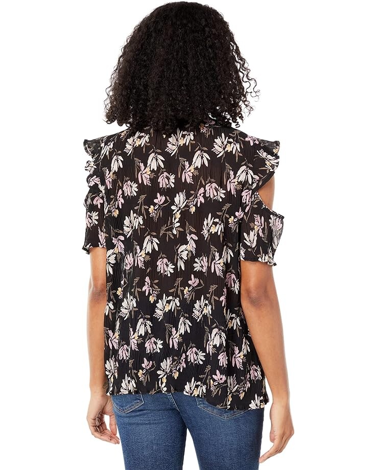 

Топ Bobeau Cold-Shoulder Flounce Sleeve Top, цвет Black Pink Floral