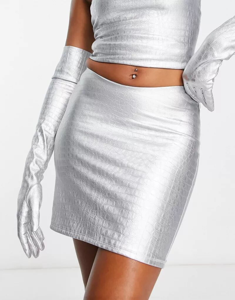 Комбинированная мини-юбка с заниженной талией Naked Wardrobe