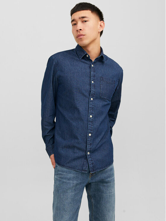 

Джинсовая рубашка узкого кроя Jack&Jones, синий