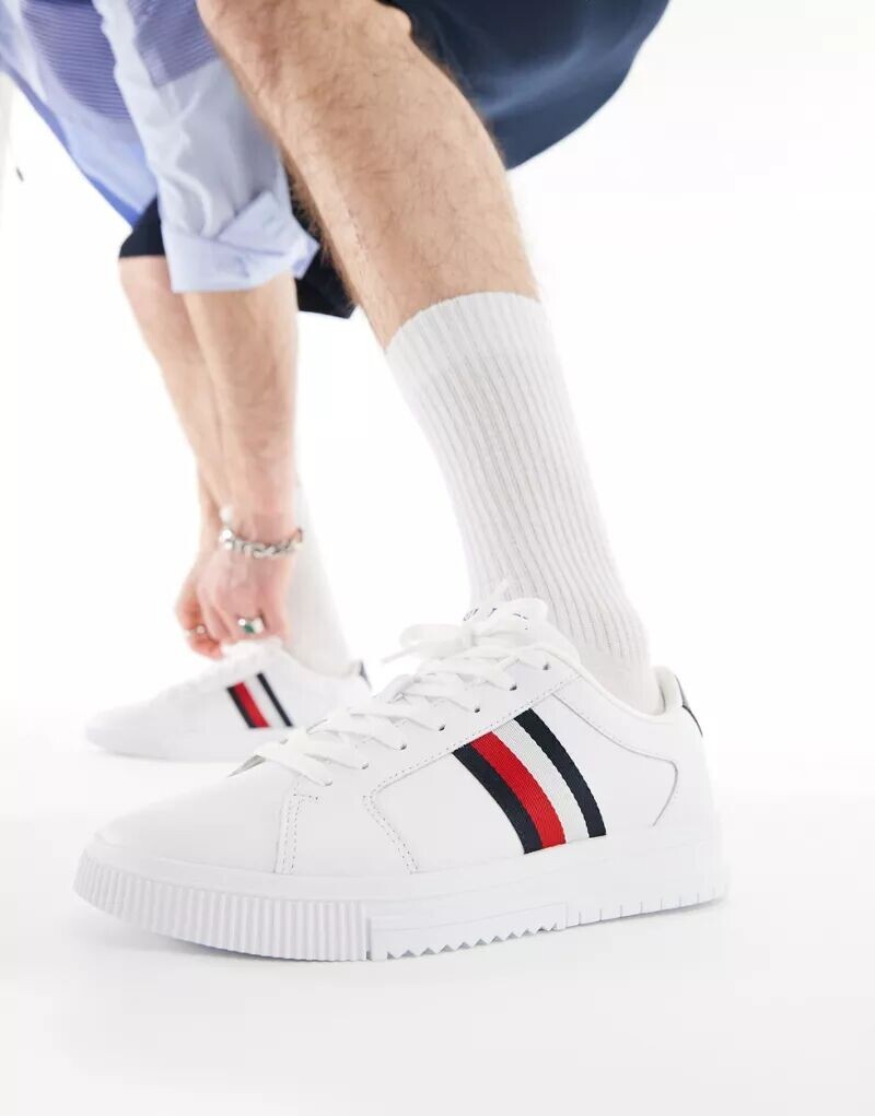 Кроссовки Tommy Hilfiger Supercup в белую кожаную полоску