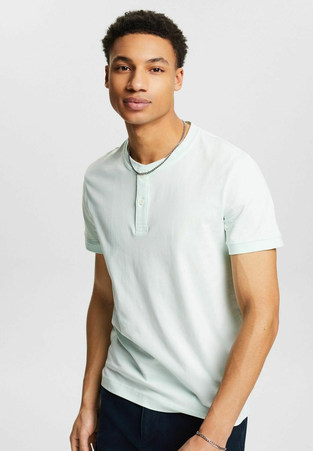 Футболка базовая HENLEY Esprit, цвет light aqua green