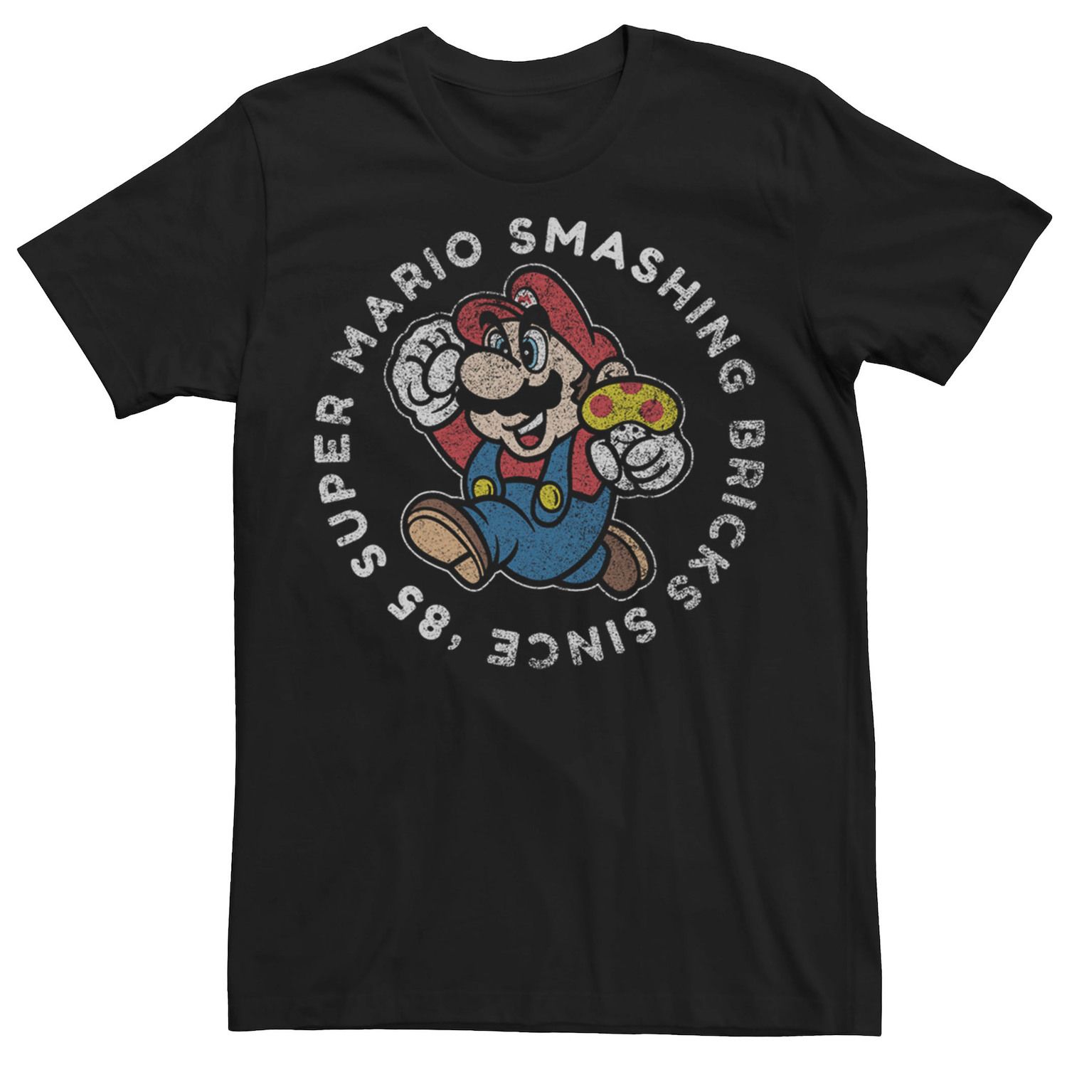 Мужская винтажная футболка с графическим принтом Nintendo Super Mario Smashing Bricks Licensed Character футболка мужская с принтом тарелок забавная тенниска с графическим принтом винтажная майка