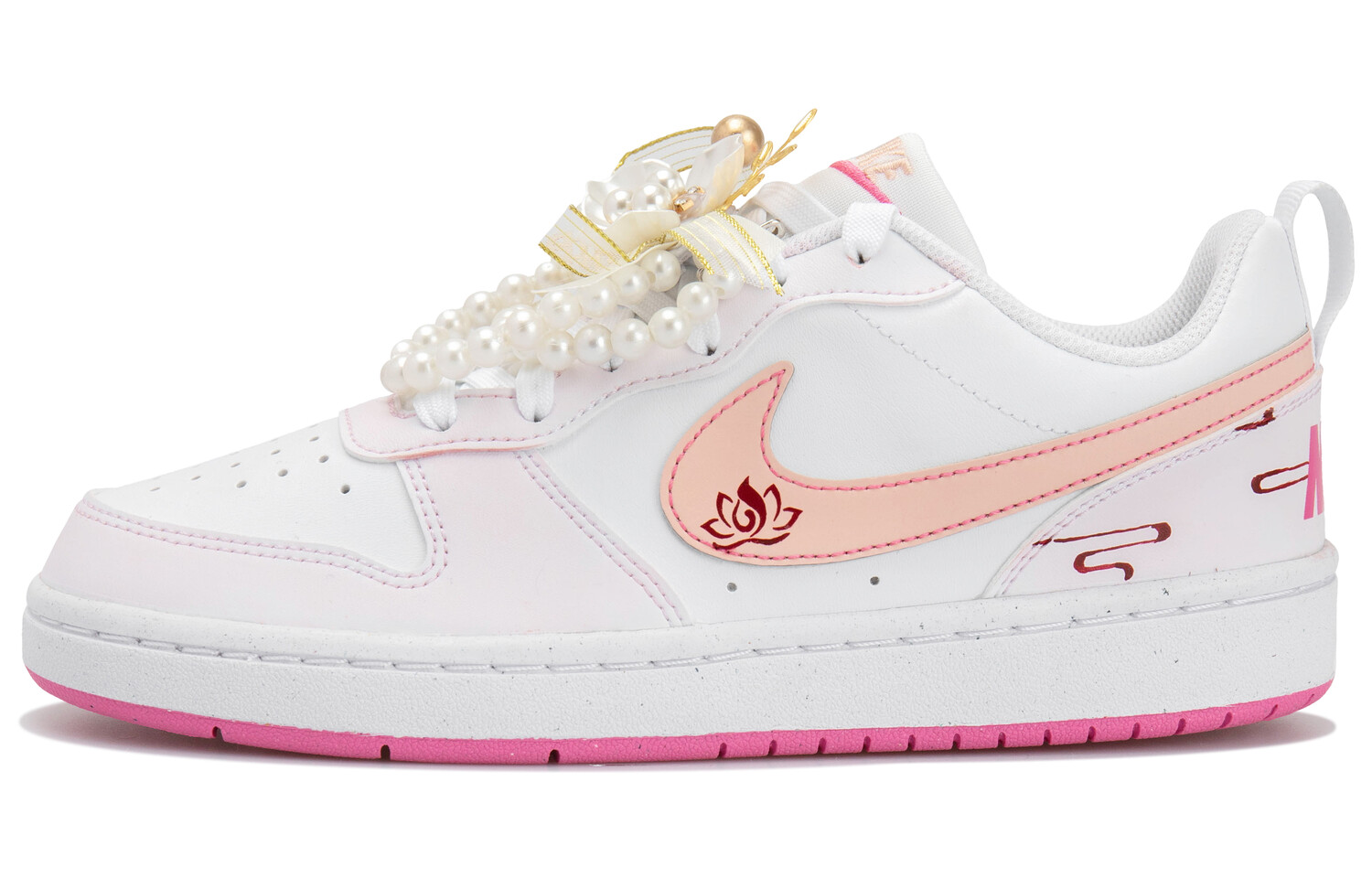 

Кроссовки Nike Court Borough Skateboarding Shoes Women's Low-top White/pink, розовый