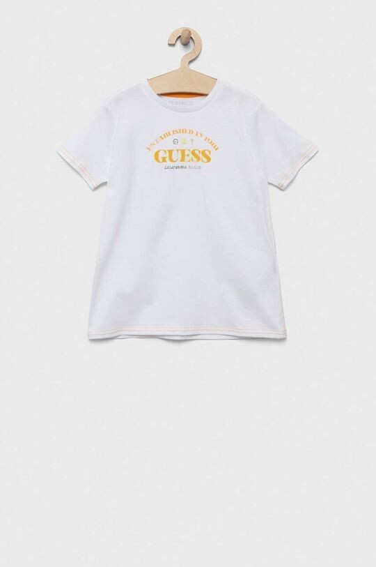 

Детская хлопковая футболка Guess, белый