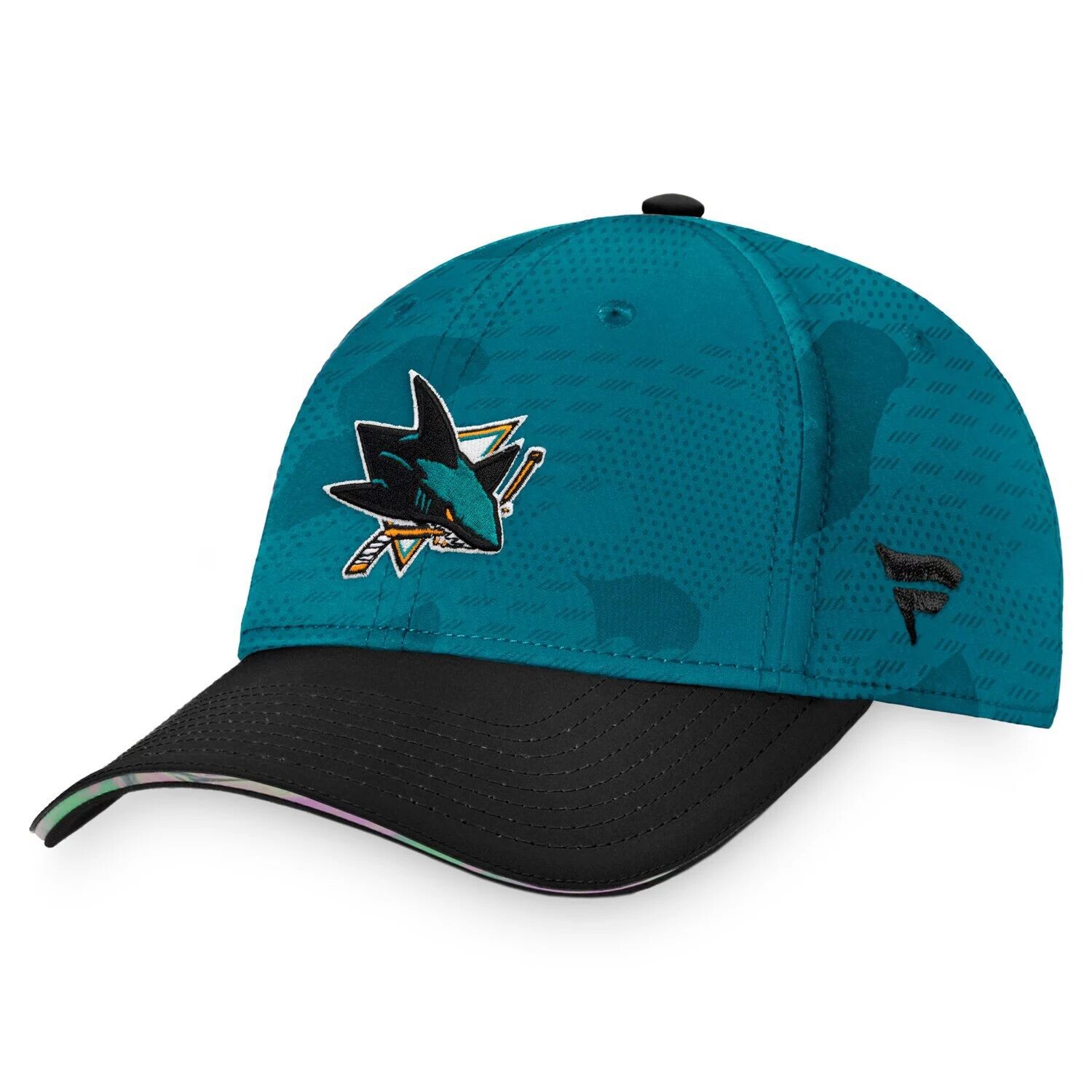 

Мужская фирменная шапка Fanatics бирюзового/черного цвета San Jose Sharks Authentic Pro для раздевалки