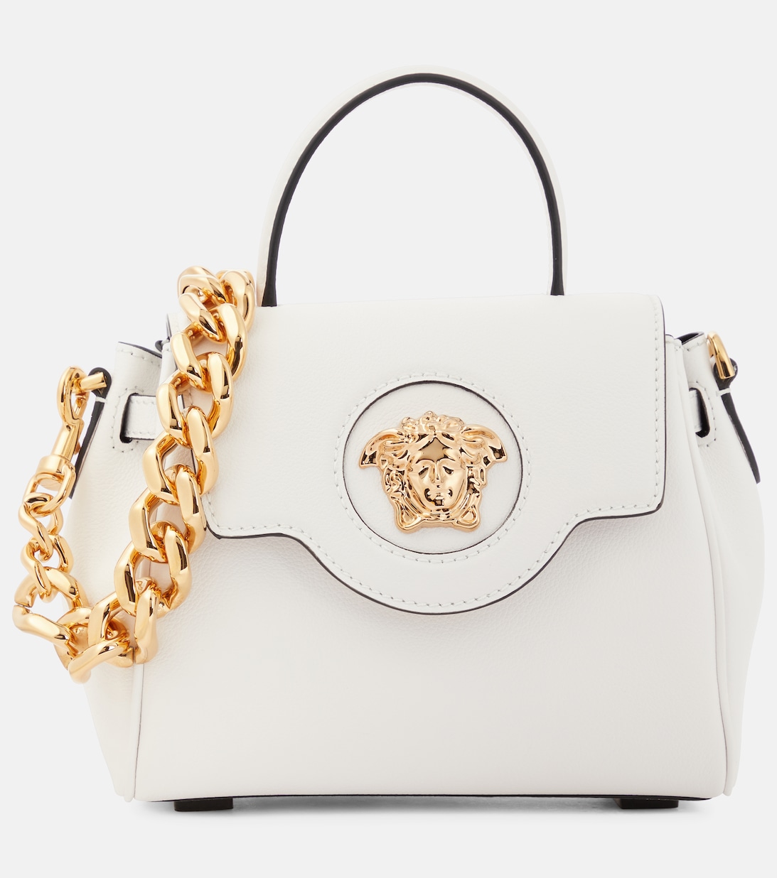 Маленькая сумка-тоут La Medua из кожи Versace, белый маленькая сумка тоут frances из кожи burberry белый