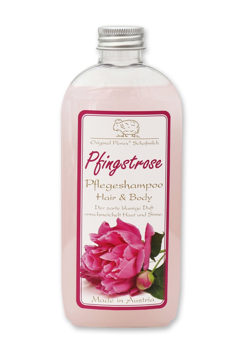 

Шампунь PFLEGESHAMPOO HAIR BODY PFINGSTROSE MIT SCHAFMILCH Florex, цвет rosa