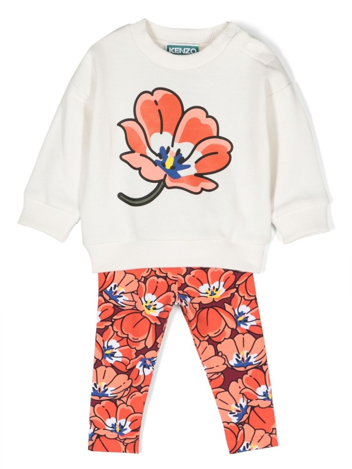 

Kenzo Kids спортивный костюм с цветочным принтом, нейтральный цвет
