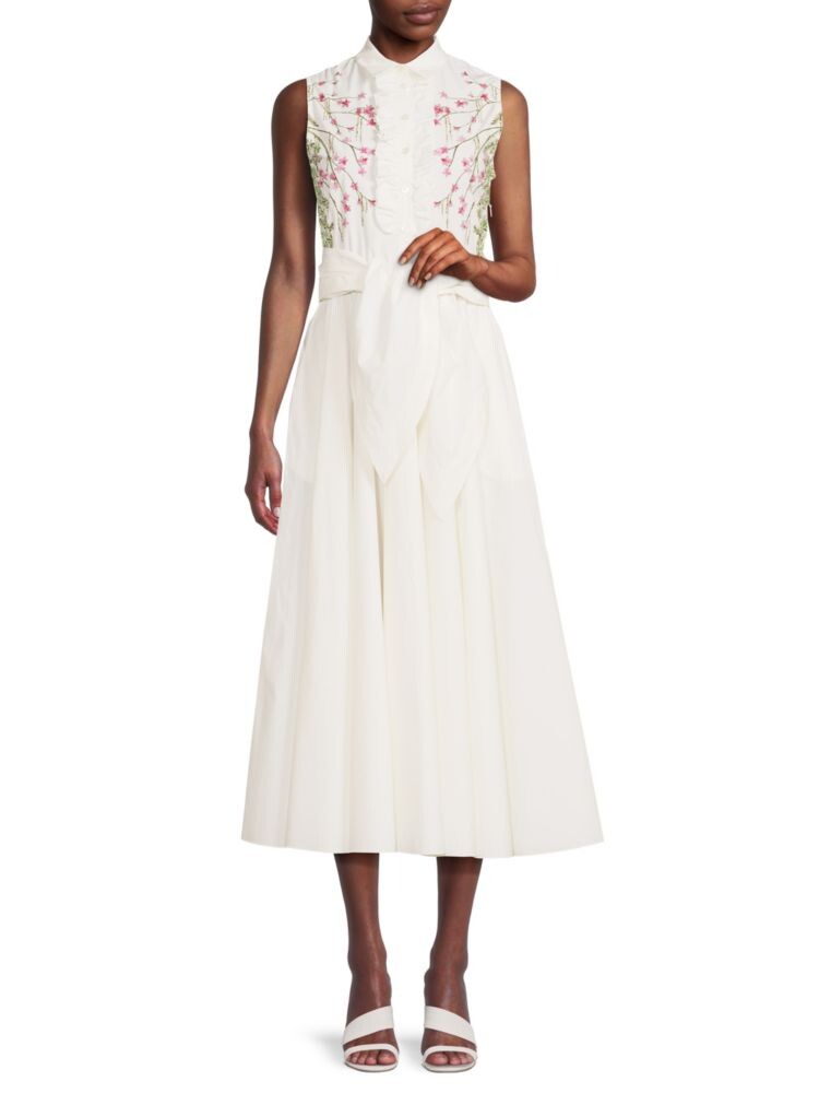 

Платье миди с цветочными рюшами Giambattista Valli, цвет Ivory Multi