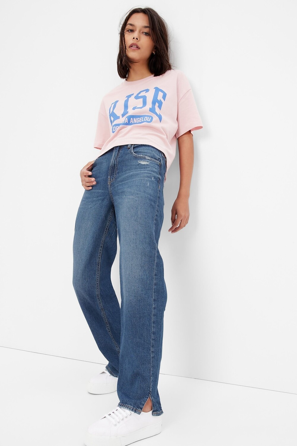

Свободные джинсы в стиле 90-х из натурального хлопка Gap, синий