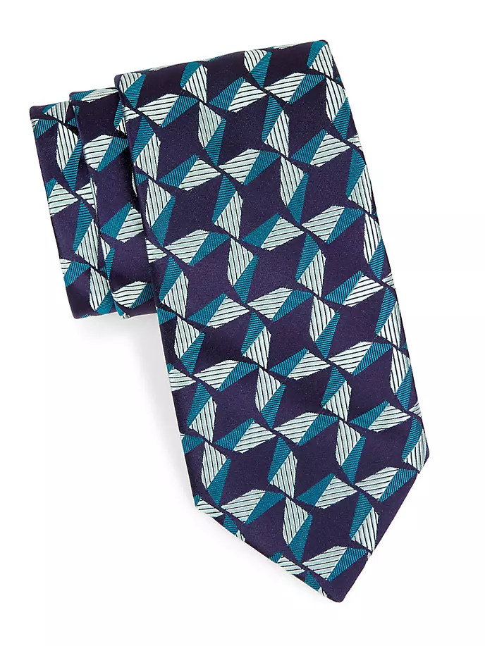 Шелковый галстук с ветряной мельницей Charvet, темно-бирюзовый