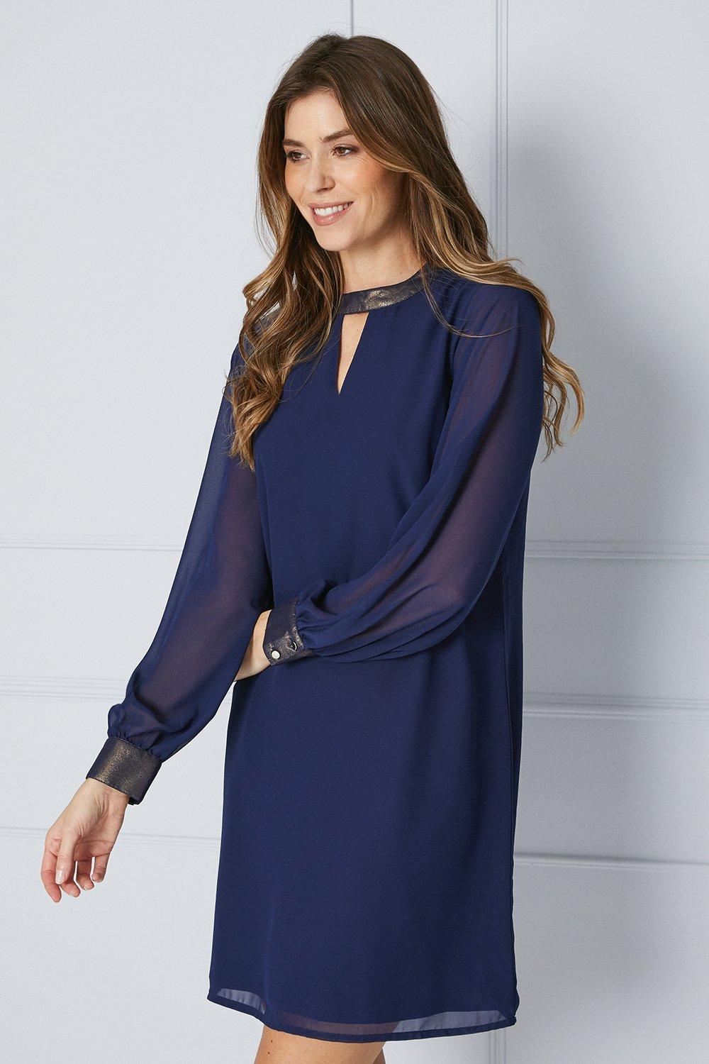 Свободное платье с воротником из фольги Wallis, темно-синий