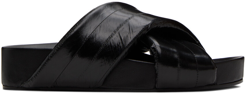 

Черные шлепанцы крест-накрест Jil Sander