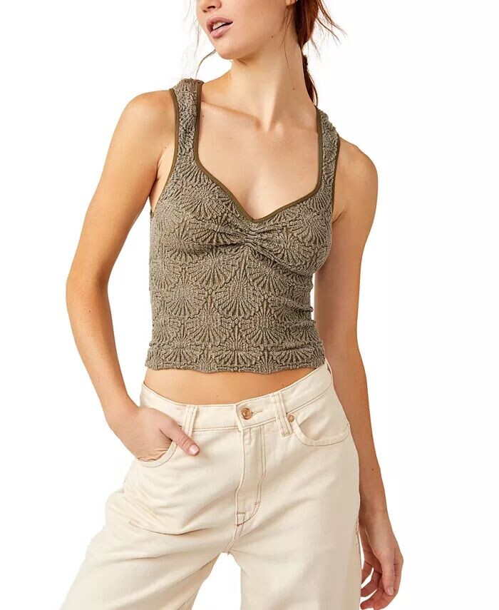 

Женская майка с текстурой Love Letter и сердечком Free People, коричневый