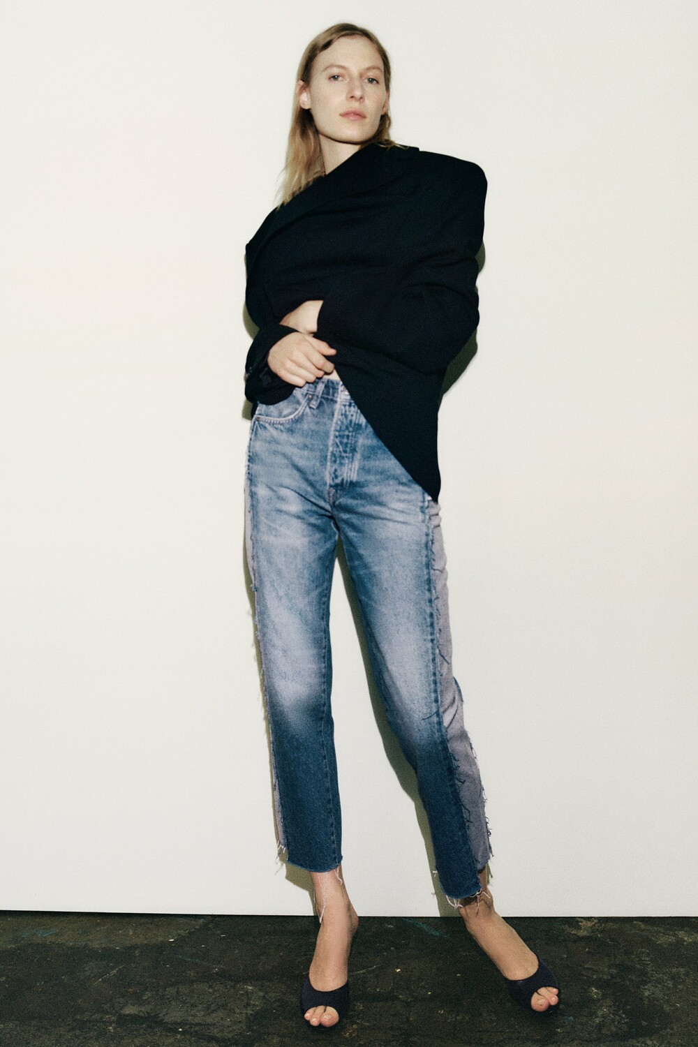 

Прямые джинсы zw со средней посадкой Zara, синий