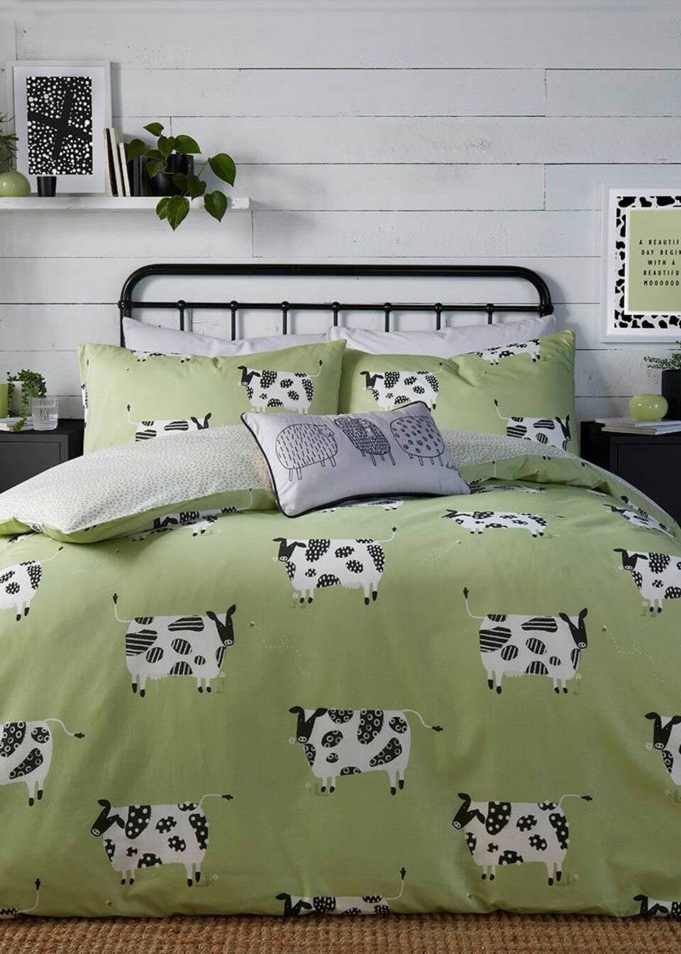 

Fusion Двусторонний пододеяльник Daisy Green Cow