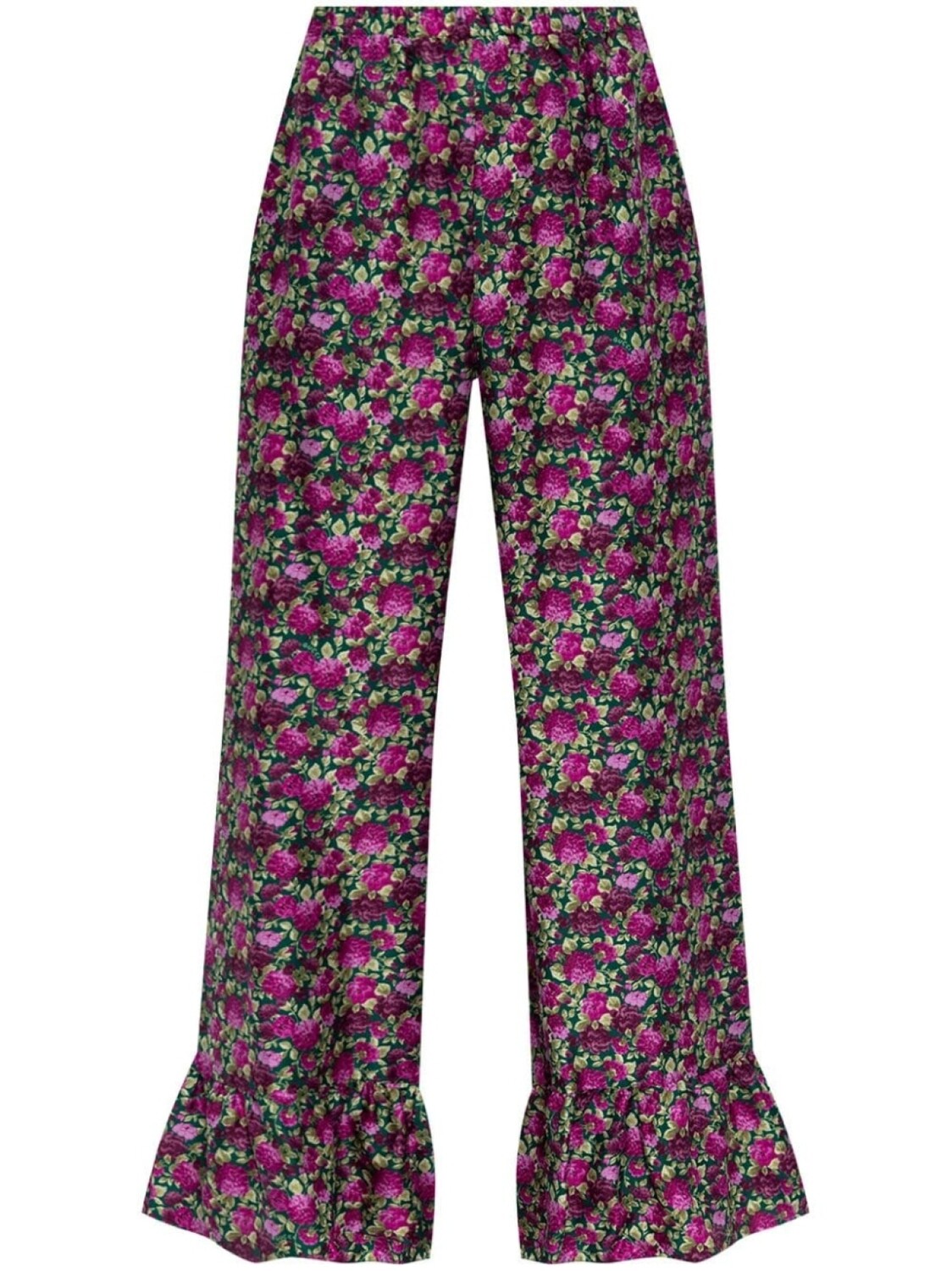 

Gucci брюки из шелка с цветочным принтом, розовый