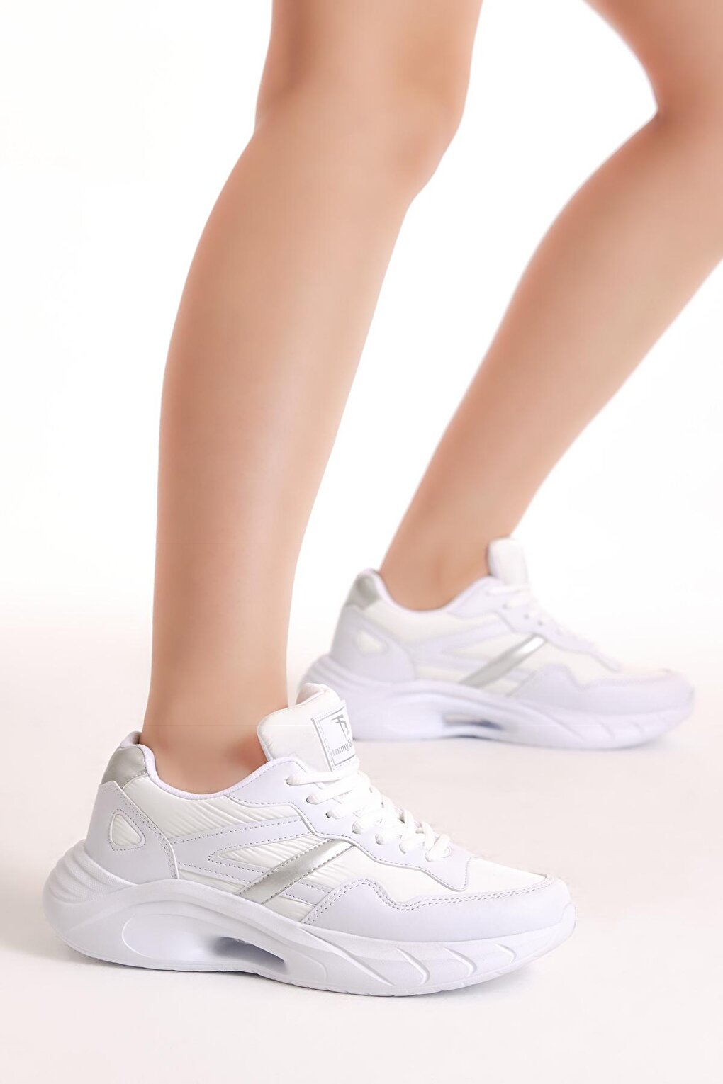 Женские белые спортивные туфли в полоску на шнуровке с подошвой Faylon TONNY BLACK