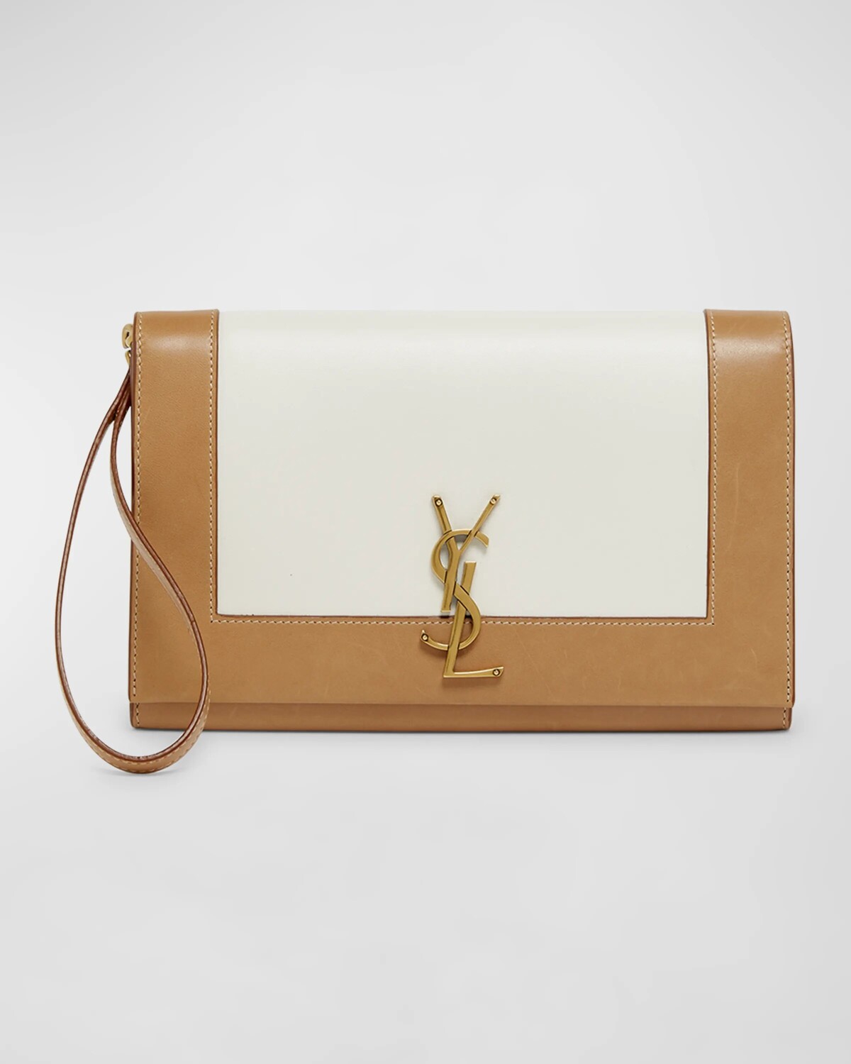 

Кожаная сумка-клатч YSL с клапаном Saint Laurent, цвет Vintage Gold