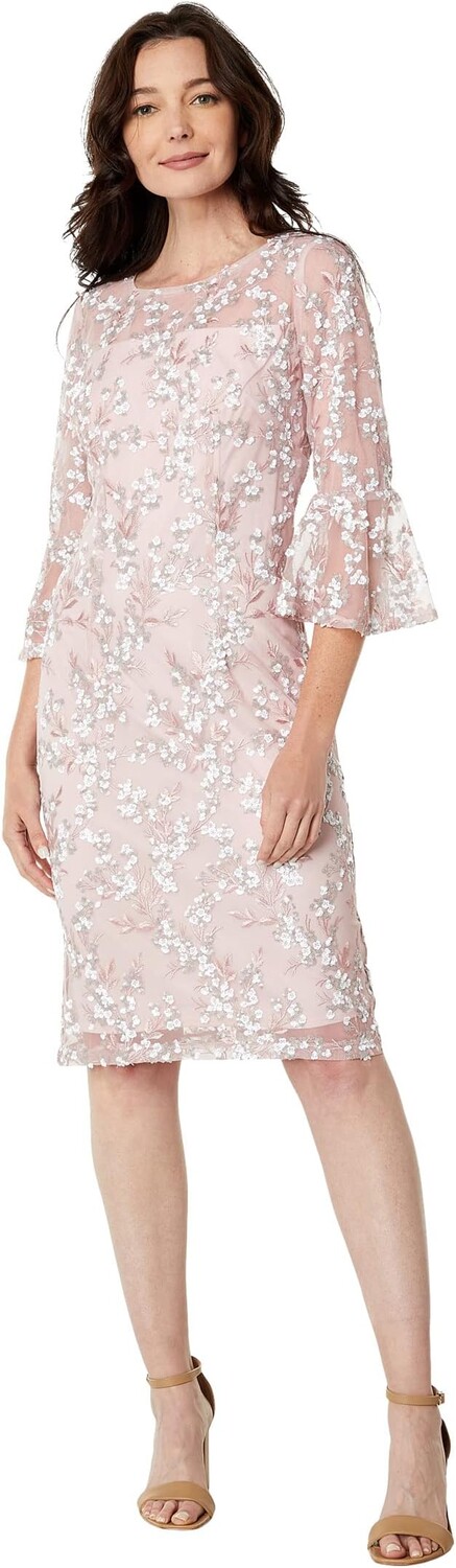 

Короткое платье-футляр с вышивкой Alex Evenings, цвет Shell Pink