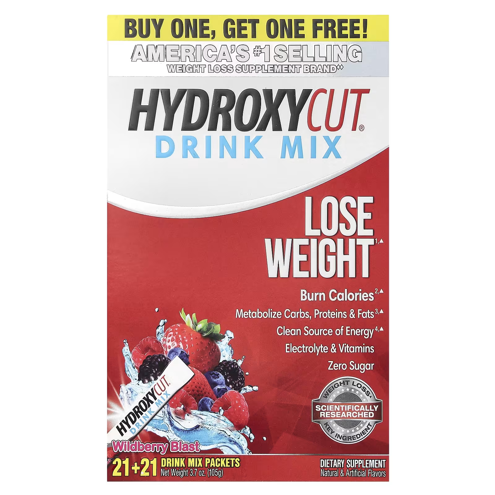 Смесь для напитка Wildberry Blast Hydroxycut для похудения, 42 пакета по 2,5 г