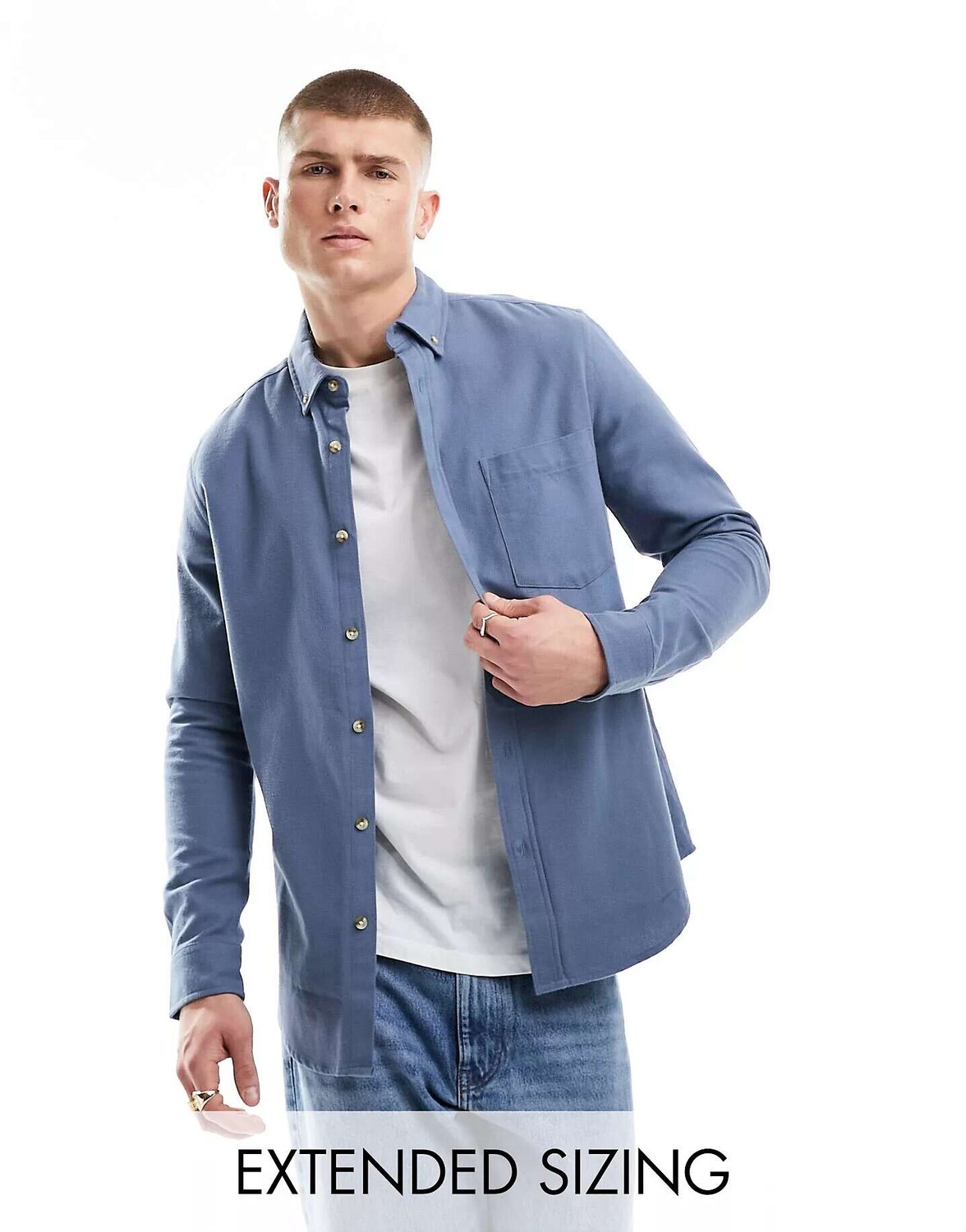 

Синяя сатиновая оксфордская рубашка ASOS