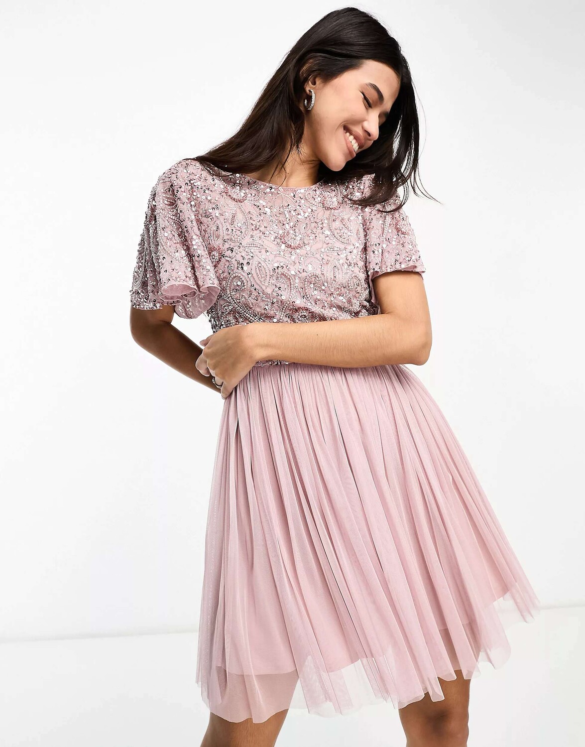

Мини-платье Beauut Bridesmaid с открытой спиной матово-розового цвета
