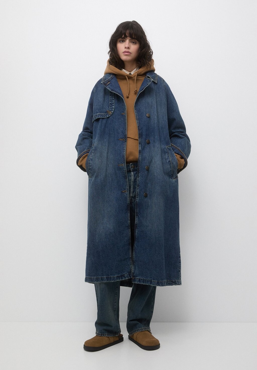 

Тренч PULL&BEAR, цвет dark blue