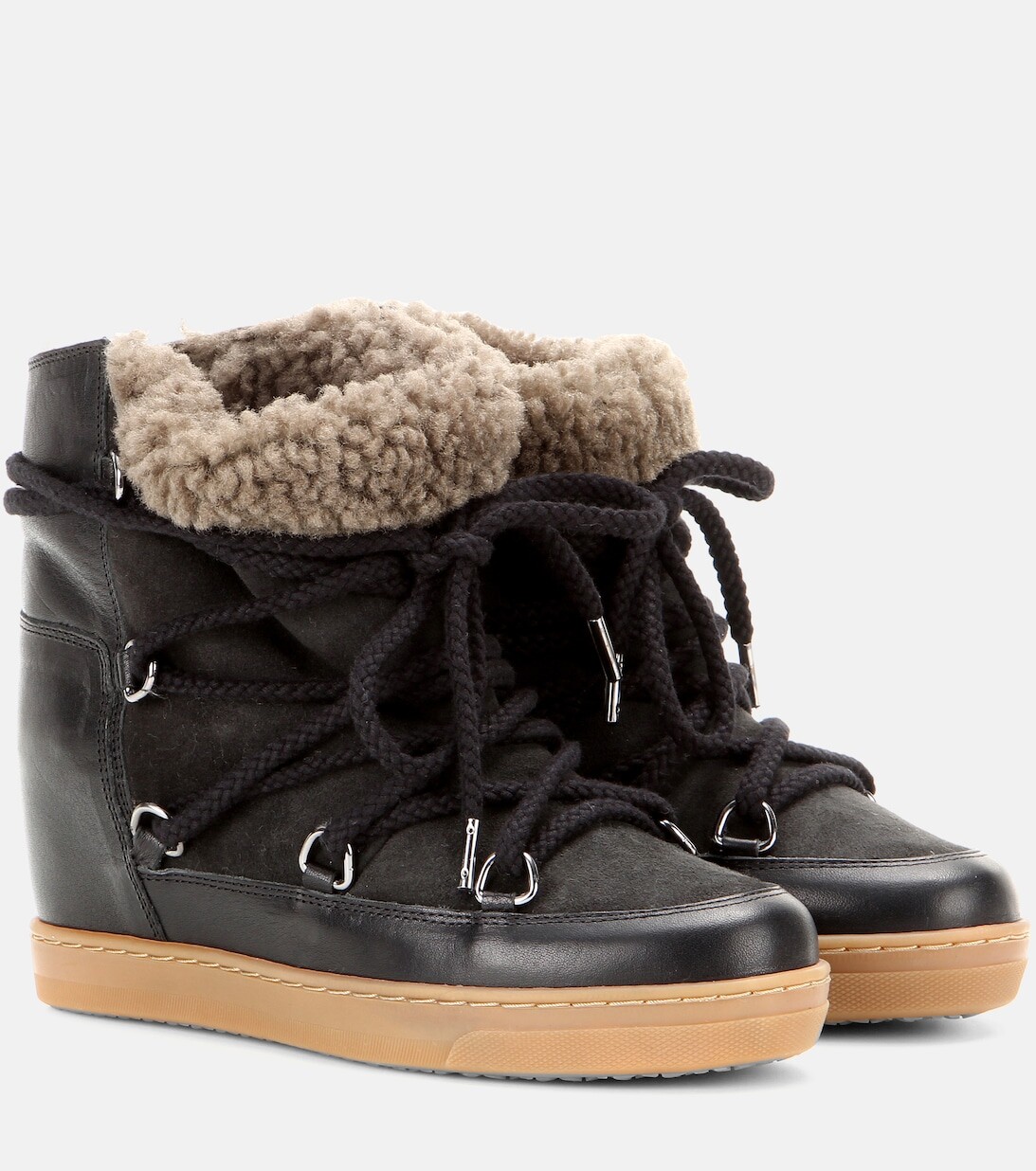 

Кожаные ботильоны Nowles с отделкой из овчины Isabel Marant, черный